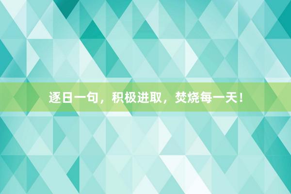 逐日一句，积极进取，焚烧每一天！